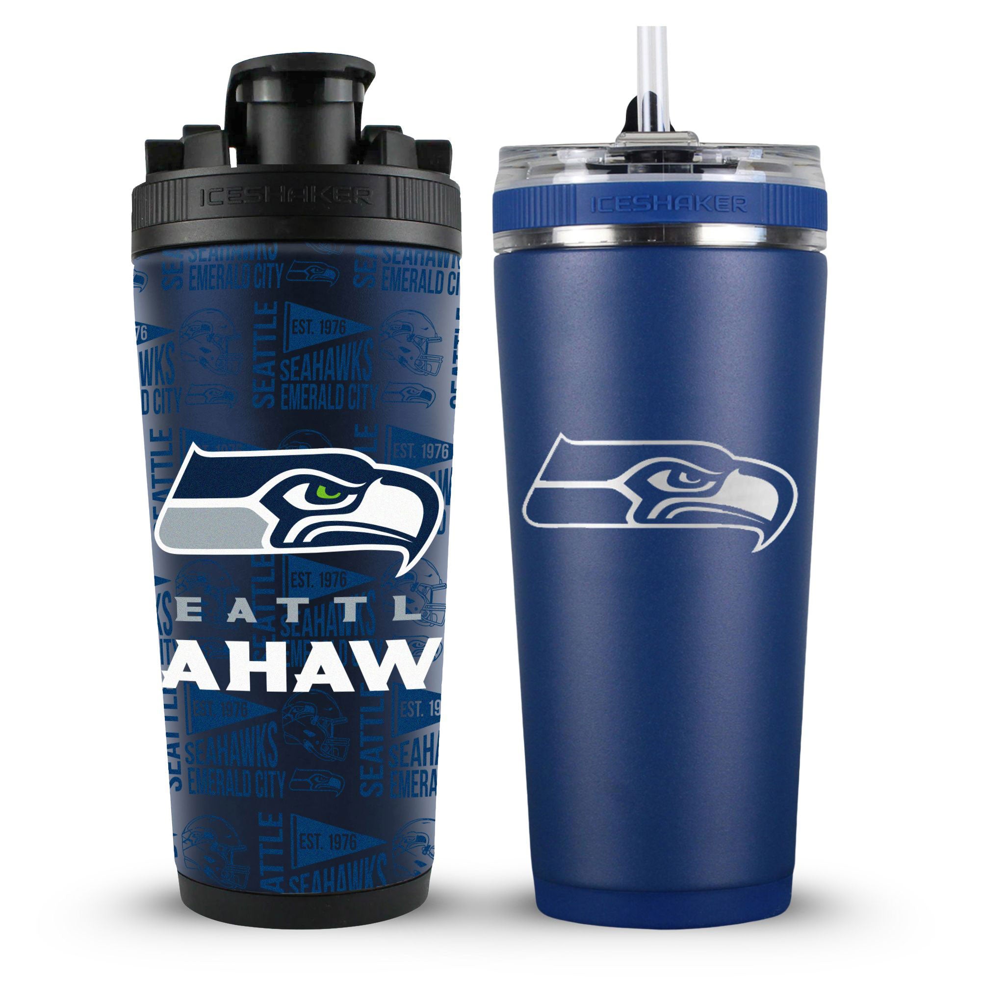 Seattle Seahawks 4D Ice Shaker & Flex Water Bottle Bundle | Ice Shaker