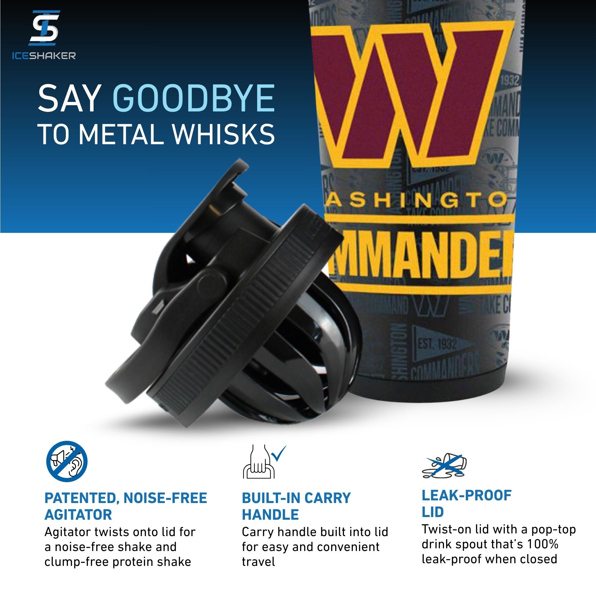 Officially Licensed Washington Commanders 26oz Ice Shaker