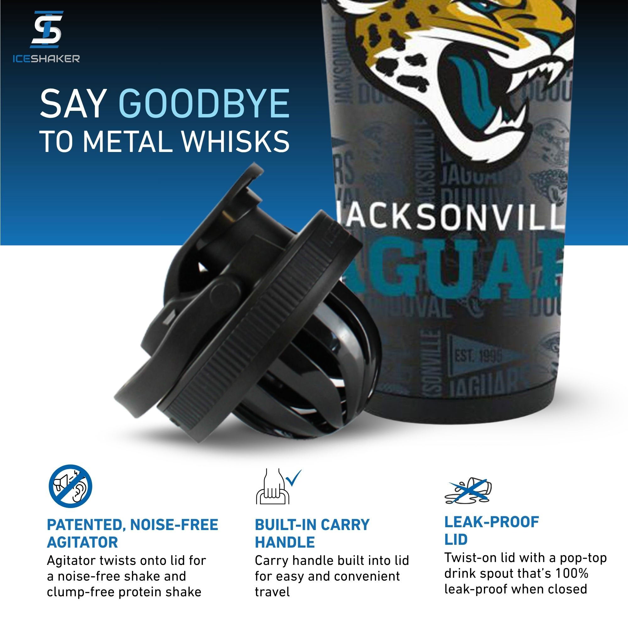 NFL 4D-Wrapped Jacksonville Jaguars Shaker Bottle | Ice Shaker