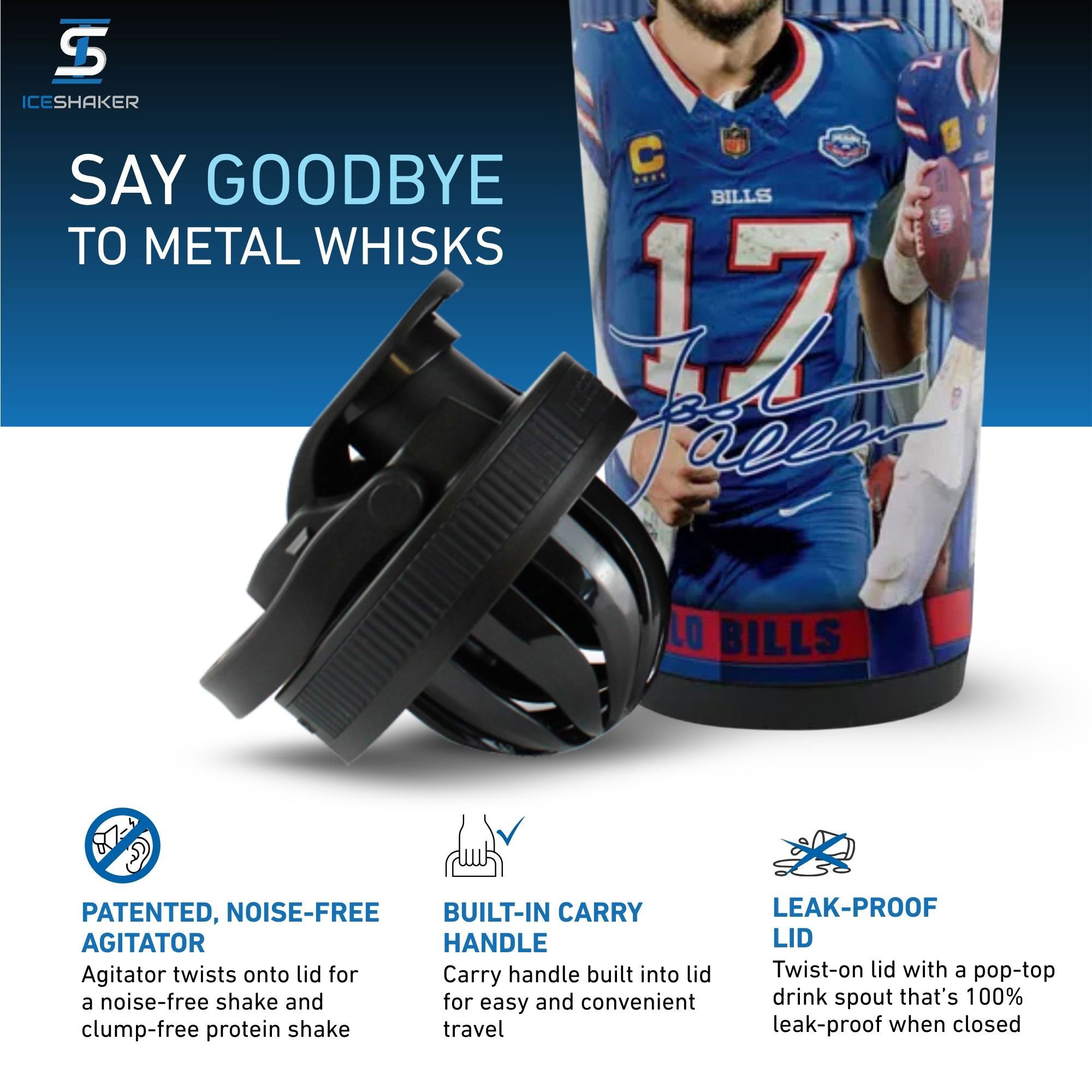 Official Buffalo Bills Josh Allen Stainless Steel Shaker | Ice Shaker