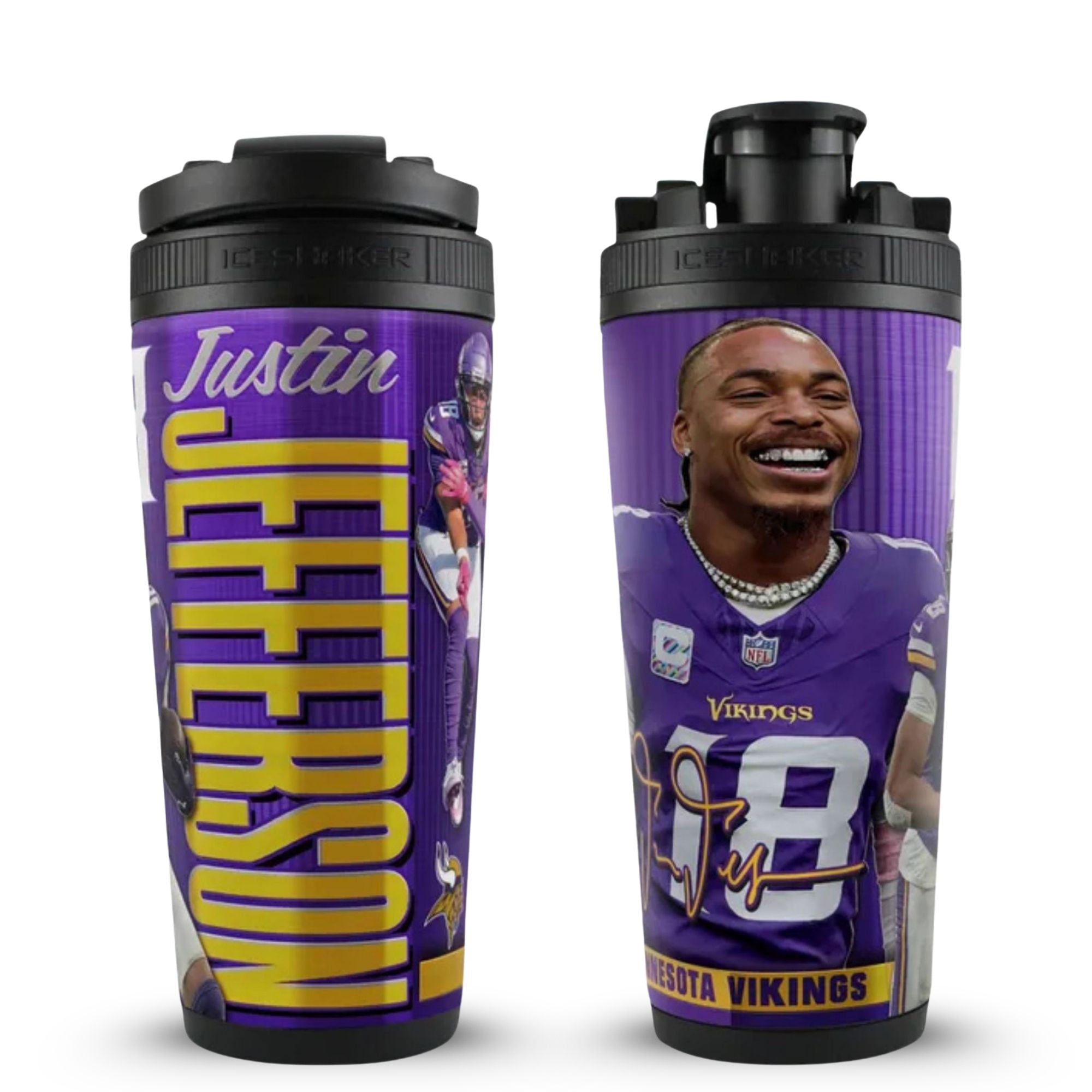Official Justin Jefferson Minnesota Vikings 4D 26oz Ice Shaker