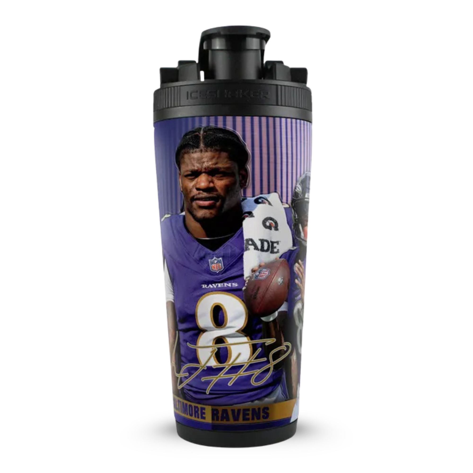 Official Lamar Jackson Baltimore Ravens 4D 26oz Ice Shaker