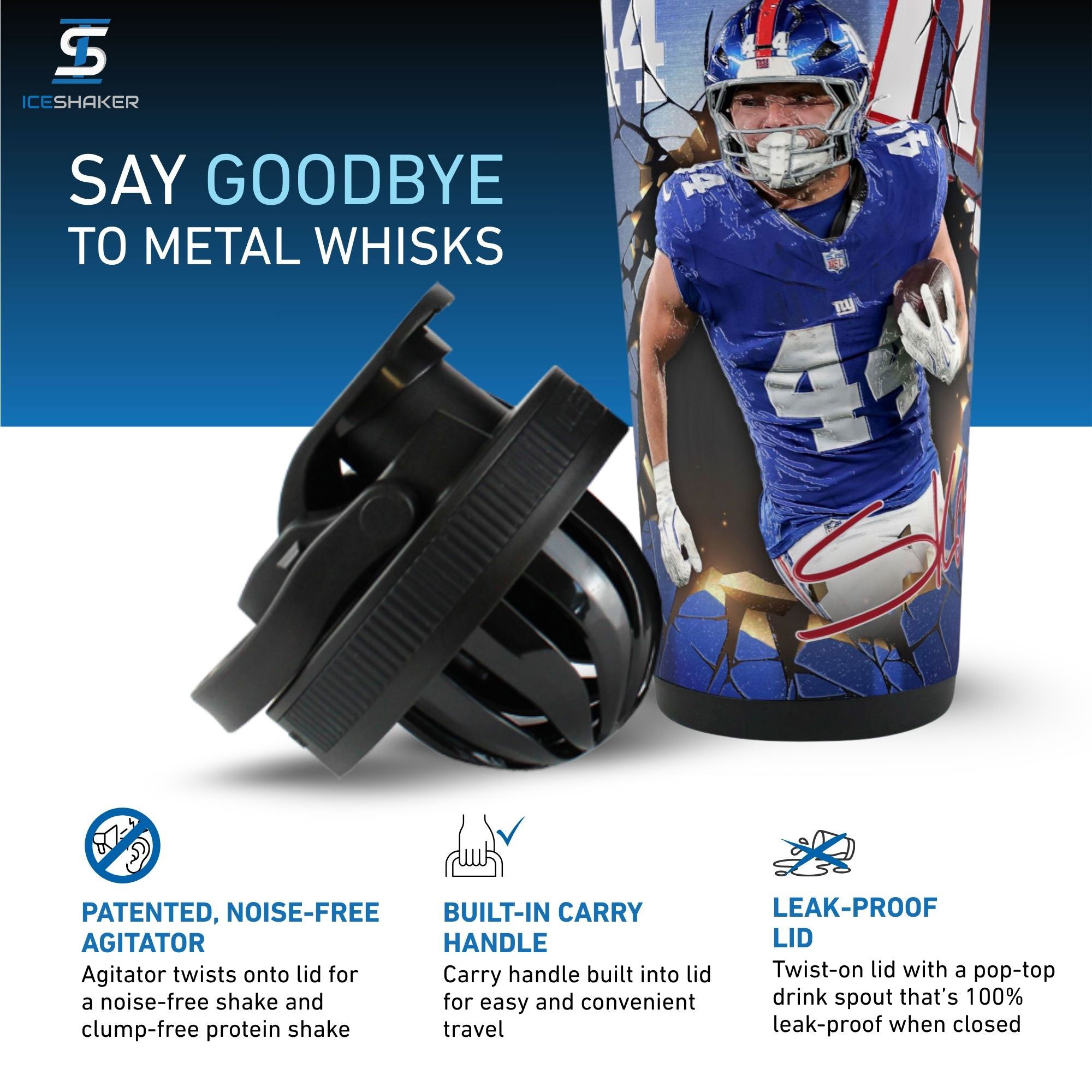 Official Cam Skattebo NY Giants 4D 26oz Ice Shaker