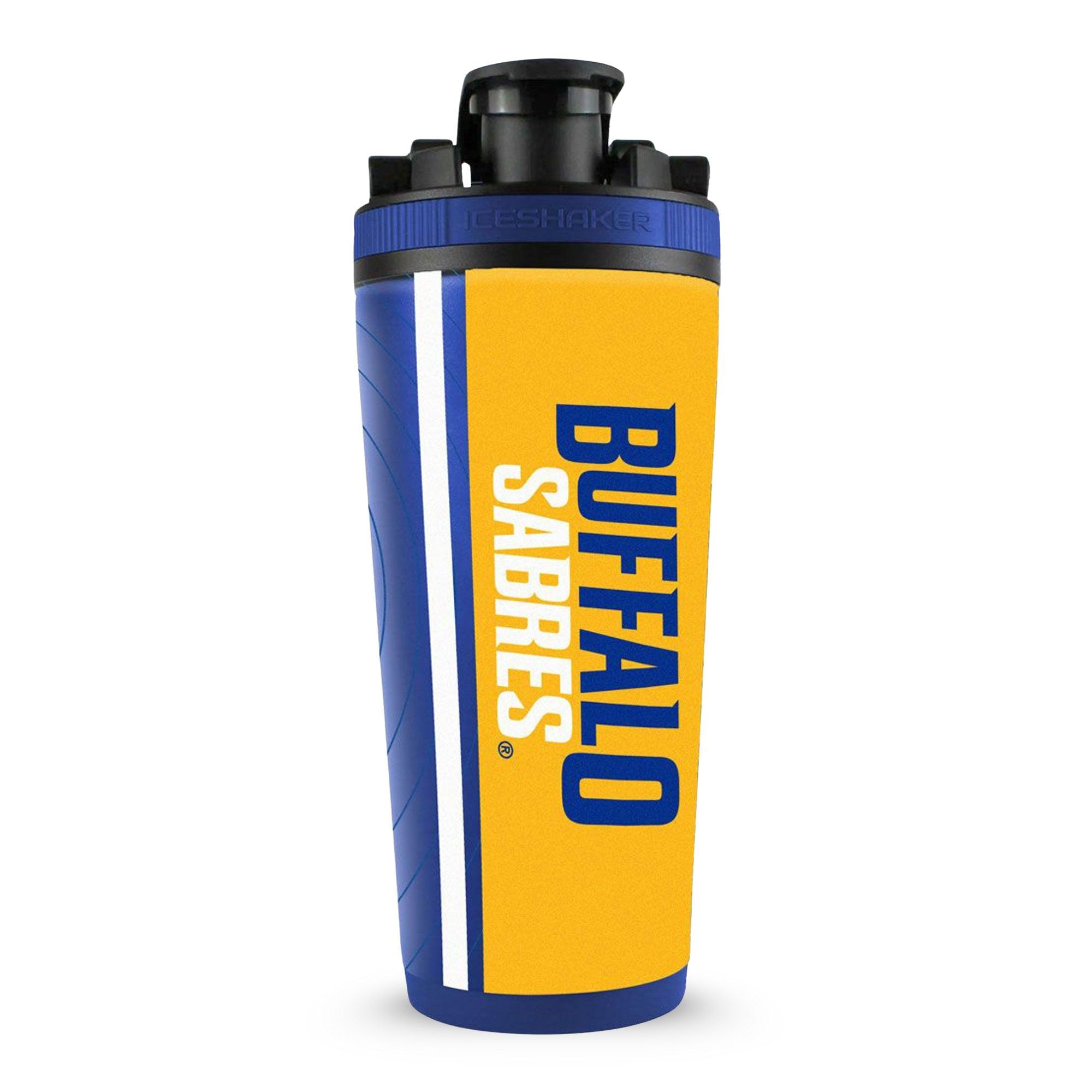 Front view of the Buffalo Sabres 4D Ice Shaker. It's wrapped in our Sonar 4D-wrap that features "Buffalo Sabres" text on the front.