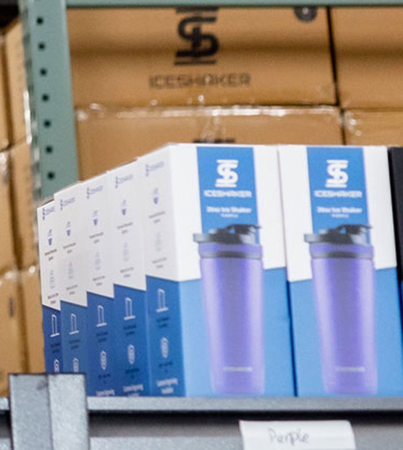 A banner with an image of Ice Shaker's product in packaging on a table.