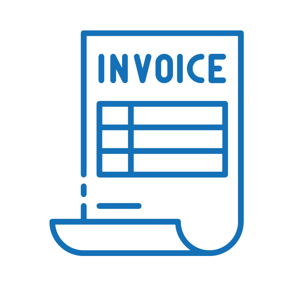A graphic of a piece of paper with INVOICE written at the top