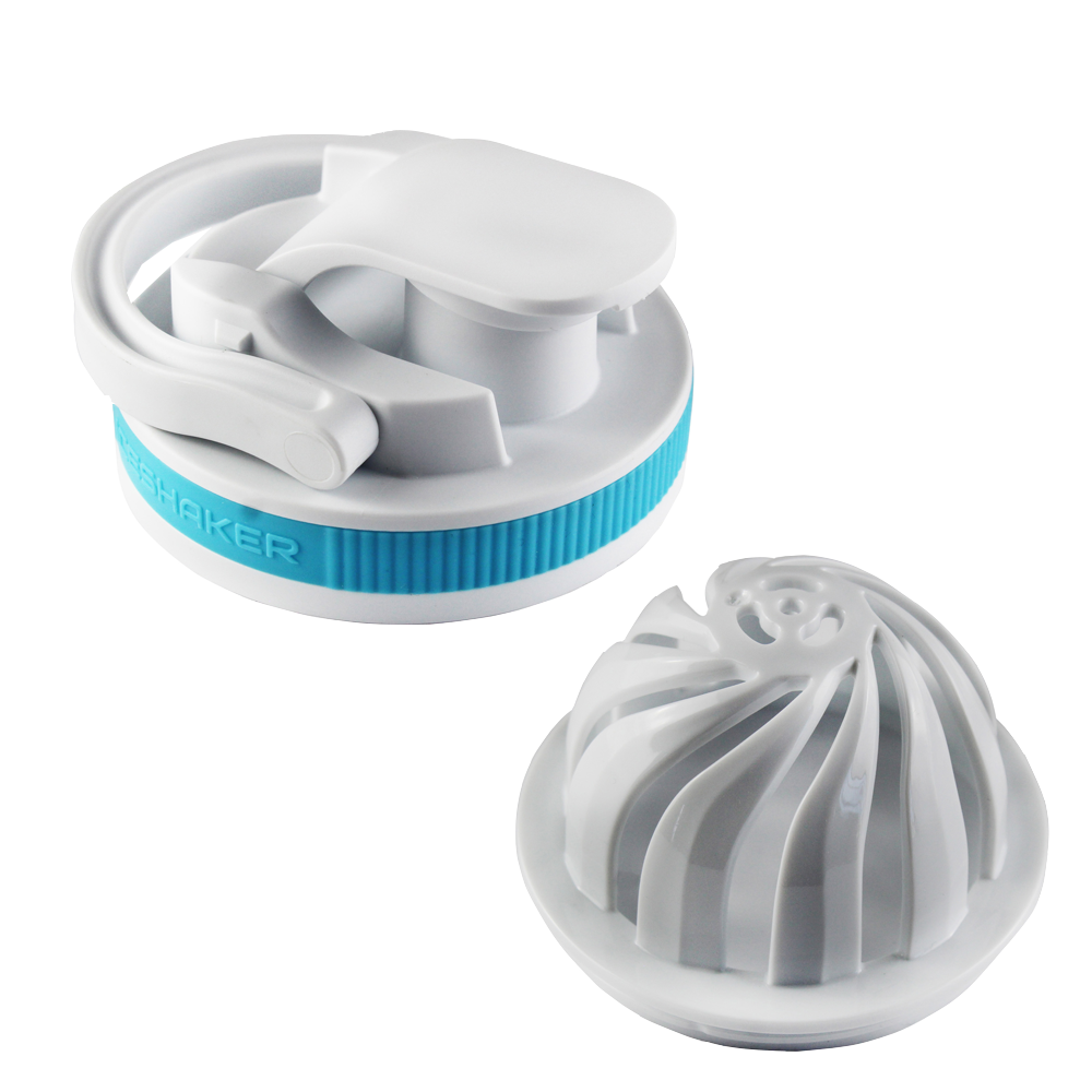 26oz Shaker Lid + Agitator Combo - White Lid with Caribbean Blue Band