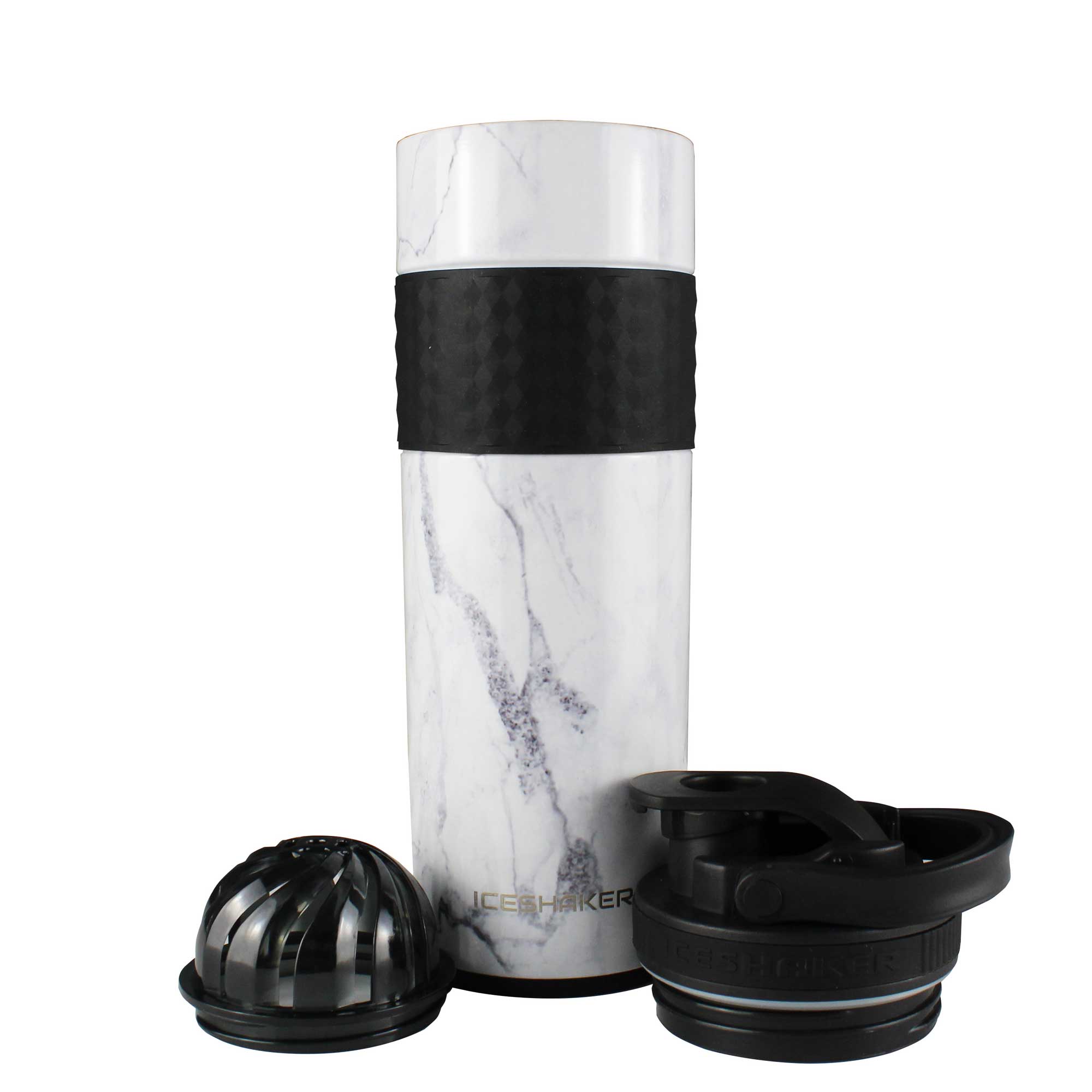 Ice Shaker 20 oz White Marble Skinny Shaker